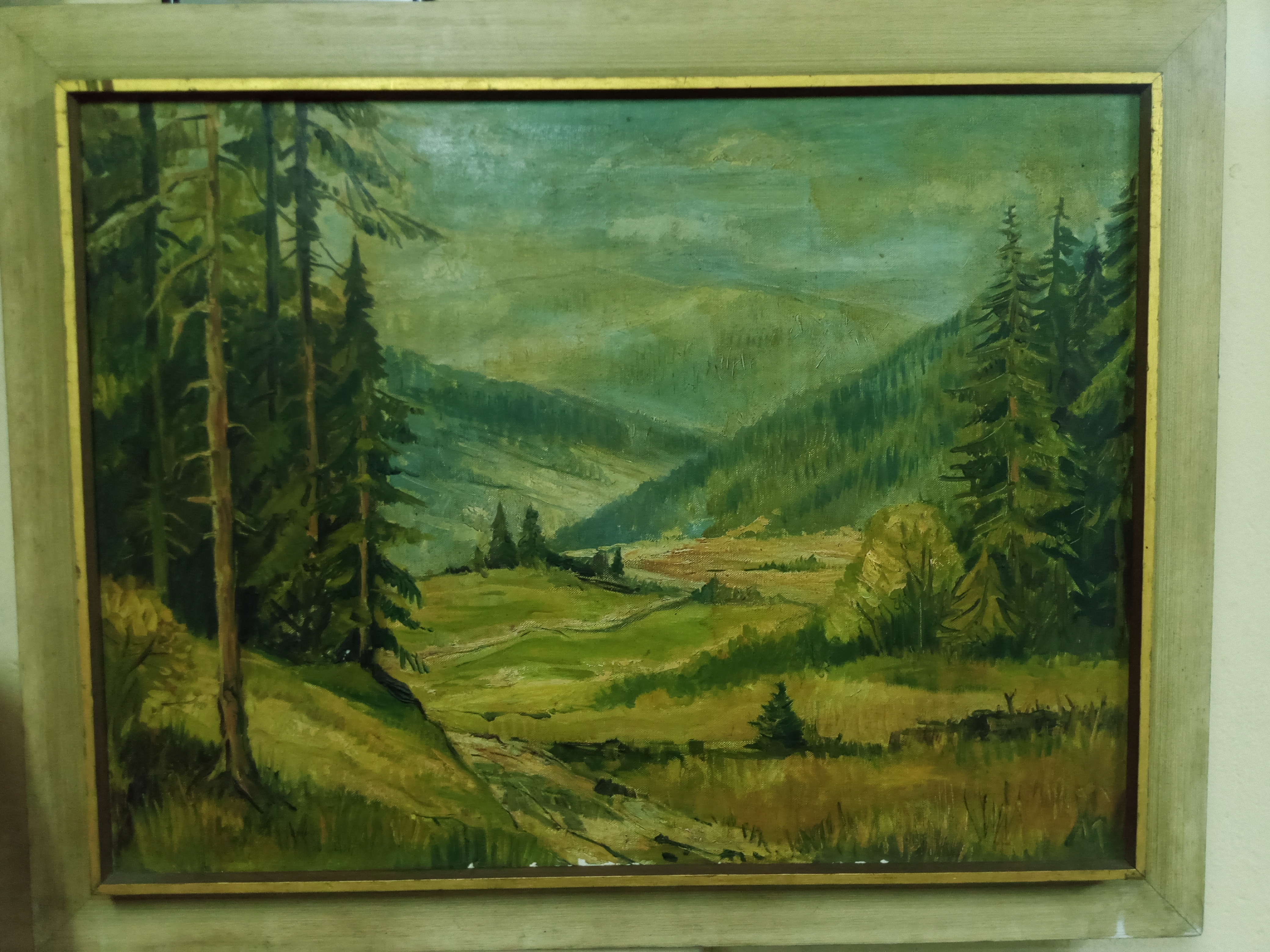 Tableau de paysage de montagne avec un lac